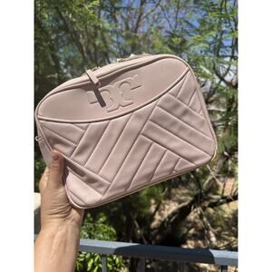 Tory Burch Alexa Stitch Shell Pink Camera Leather Cross Body Shoulder Bag